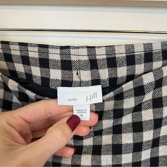 J. Jill Ponte Black and White Gingham Check Pencil Skirt Size Medium Pull on - Picture 6 of 8